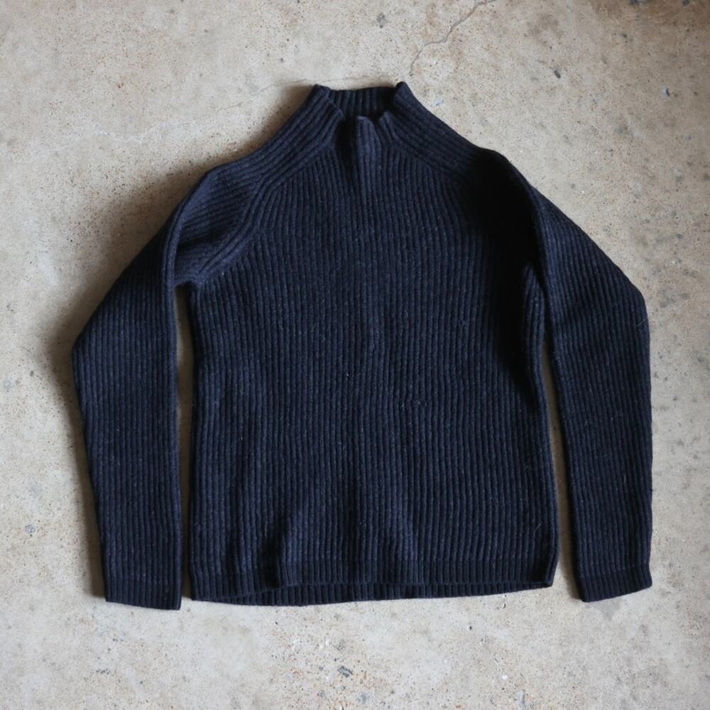 Express Italian Merino Wool Ribbed Mock Neck Sweater Black Size Large